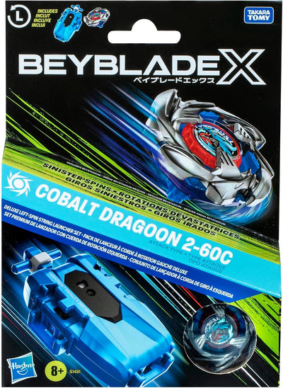 Beyblade X Cobalt Dragoon 2-60C Deluxe Left Spin String Launcher Set