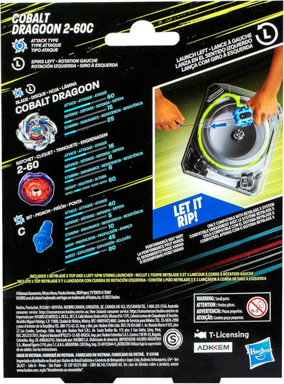Beyblade X Cobalt Dragoon 2-60C Deluxe Left Spin String Launcher Set